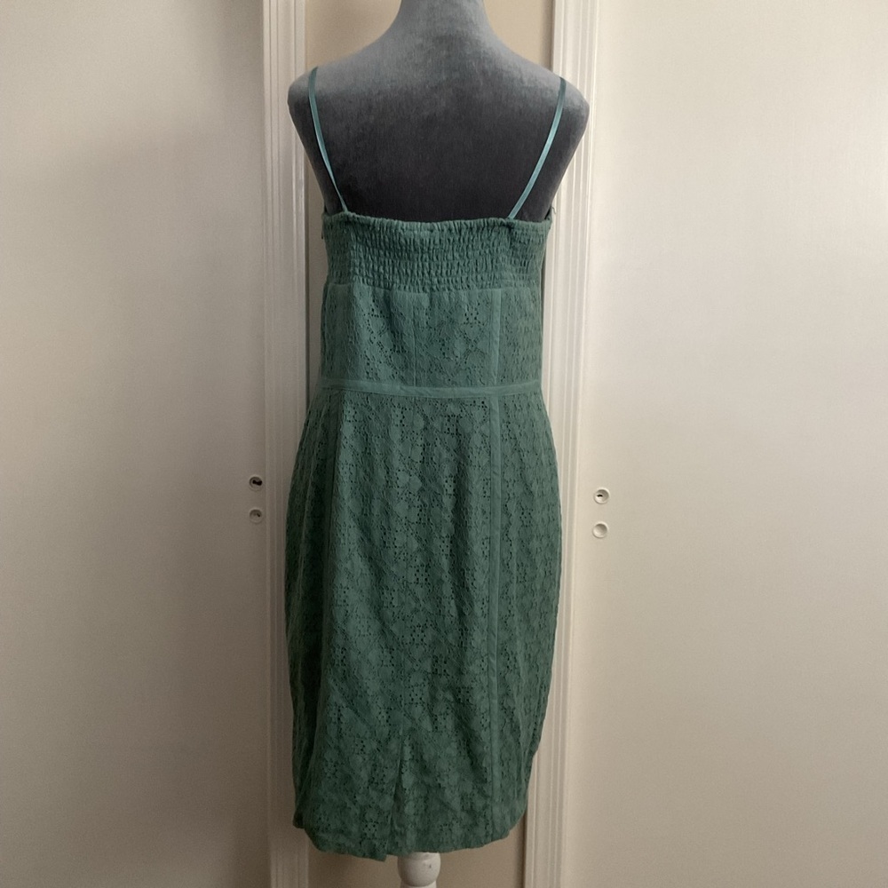 NWT BCBGMAXAZRIA Green Lace Strapless Sheath Dress 12 L Sweetheart Midi Cocktail - Picture 5 of 7